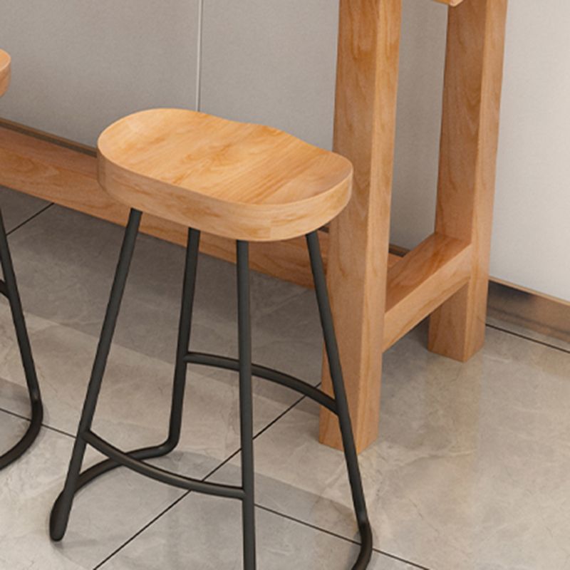 Modern Bar Dining Table Indoor Rectangle Wood Bar Table Trestle Base in Light Brown