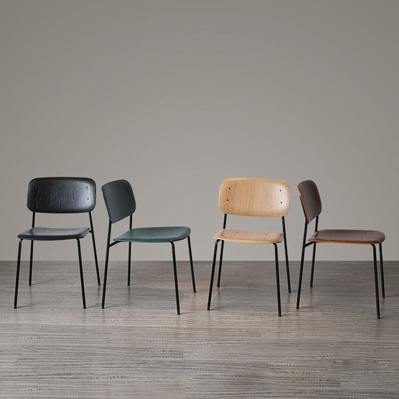 Chaise de salle à manger industrielle en métal, sans accoudoirs, à dossier ouvert, pour usage domestique