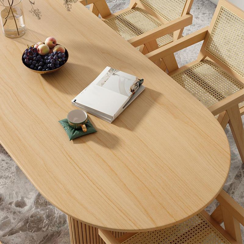 Modern Pine Wood Dining Table with Double Pedestal Ellipse Table for Dining Room