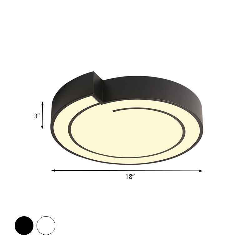 Whistling Flushmount Lighting Modernist Acrylic White/Black 18"/21.5" W LED Ceiling Lamp Fixture for Bedroom in Warm/White Light
