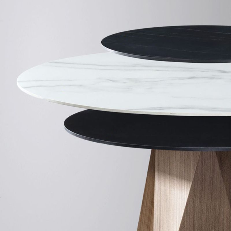 Stone Top Dining Table Contemporary Dining Table with Brown Pedestal Base