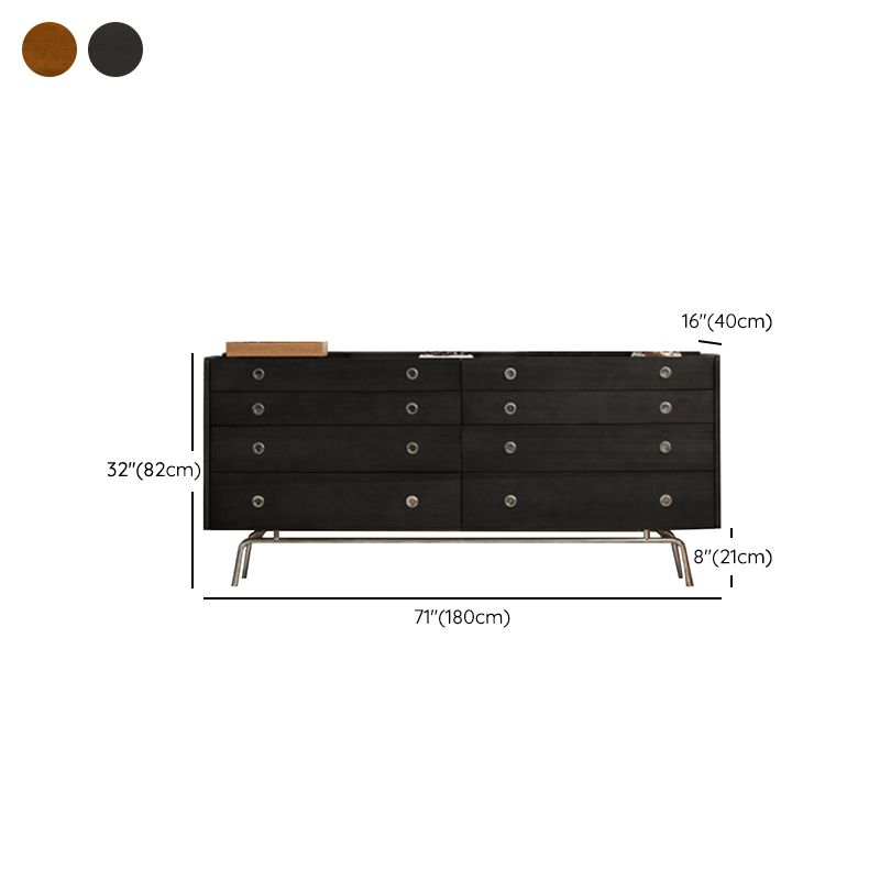 Ultra Modern Horizontal Double Dresser Solid Pine Storage Chest Dresser for Bedroom