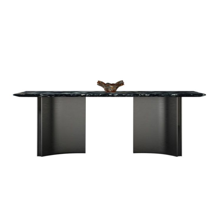 Modern Stone Rectangle Dining Table Stainless Steel Base for Dining Room
