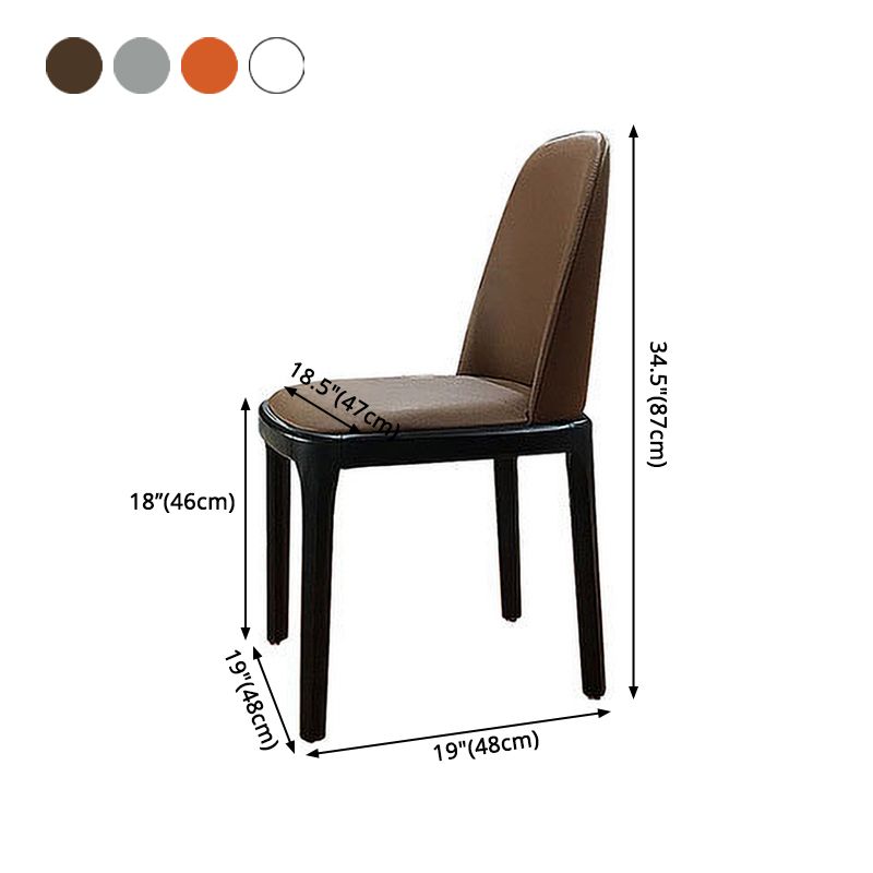 Chaise d'appoint scandinave en cuir et bois d'hévéa Chaise de salle à manger Parsons au fini mat (Ensemble de 2)