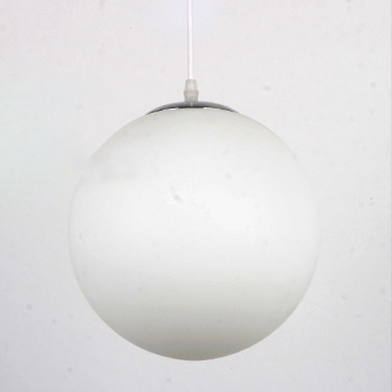 Milk White Glass Ball Pendant Modern Simplicity Style 1-Light Hanging Light for Bedroom