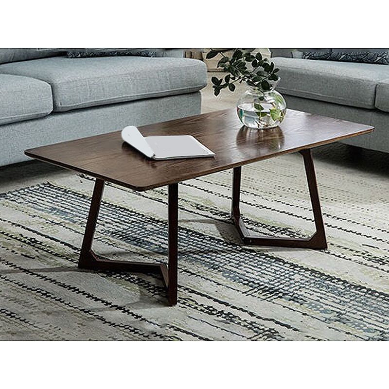 Sleigh-like Base Design Wood/walnut Rubber Wood Craft Coffee Table
