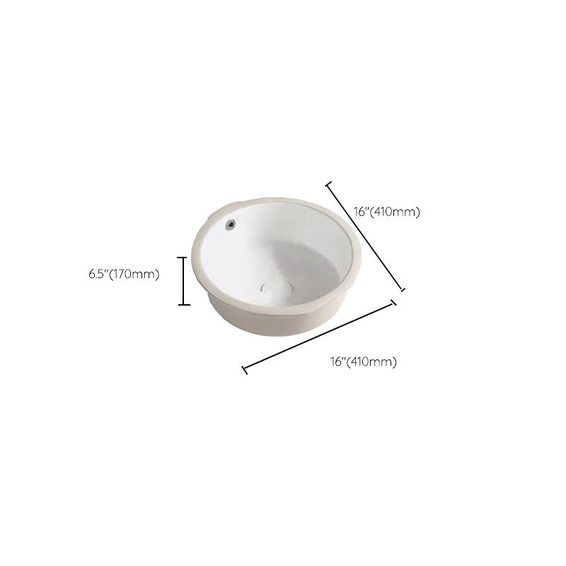 Modern Style Bathroom Sink Undermount Ceramic Bathroom Sink in White
