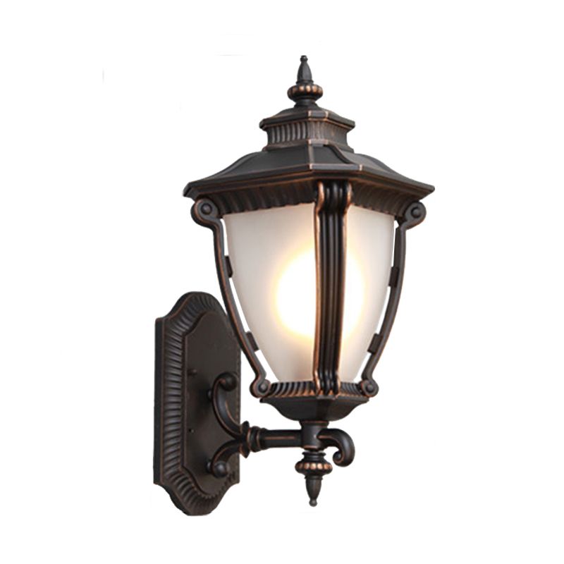Bauernhaus Urne Schickleuchte 1-Kopf-Tansluzent-Glaswandlampe in Schwarz