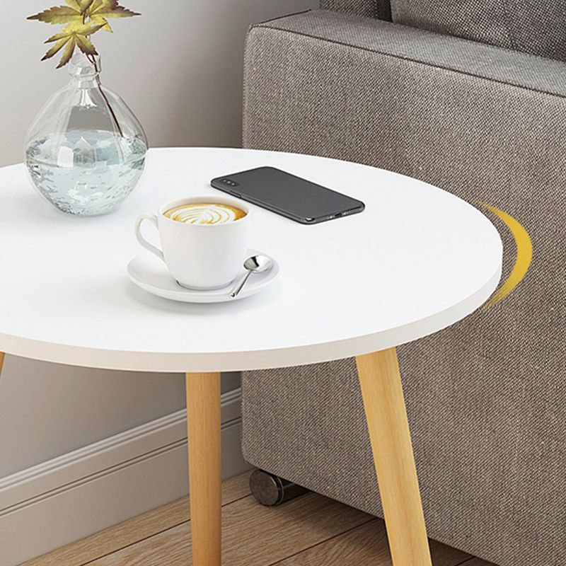 Scandinavian Round End Table Wood Tripod Sofa Side Table with Storage