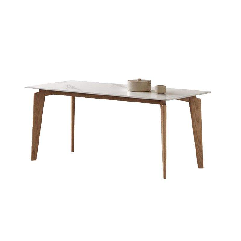 Medieval Rectangle Dining Table Sintered Stone Table with Wooden Legs