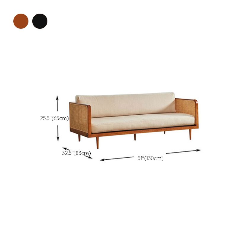 Solid Wood Square Arm Sofa Tropical Cushions Sofa for Living Room