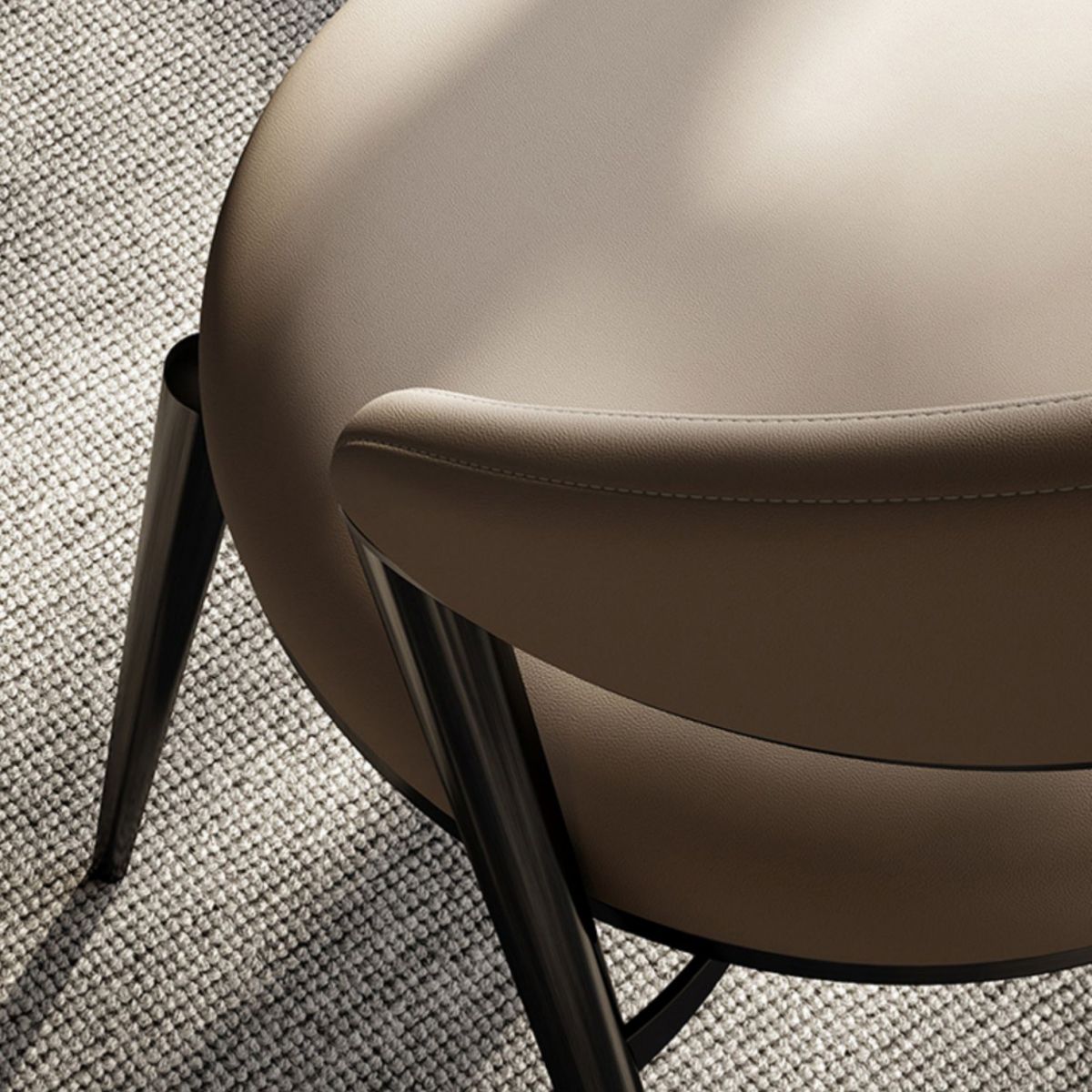 Glam Style Open Back Faux Leather Metal Base Dining Side Chair