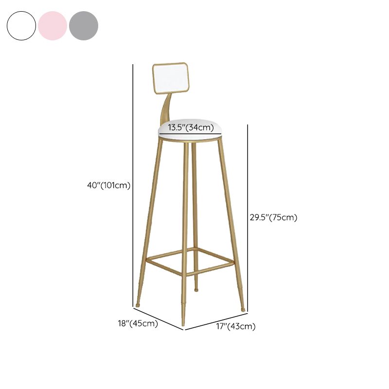Contemporary Backrest Bar Stools Metal Barstool with Gold Footrest