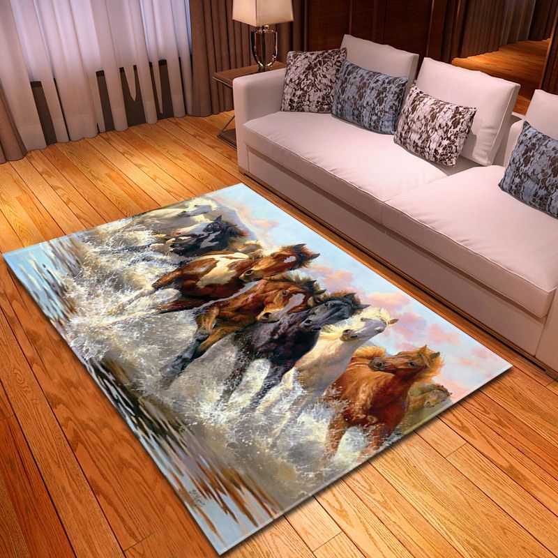 Nordic Animal Print Rug Multicolor Synthetics Indoor Rug Anti-Slip Backing Pet Friendly Area Rug for Living Room