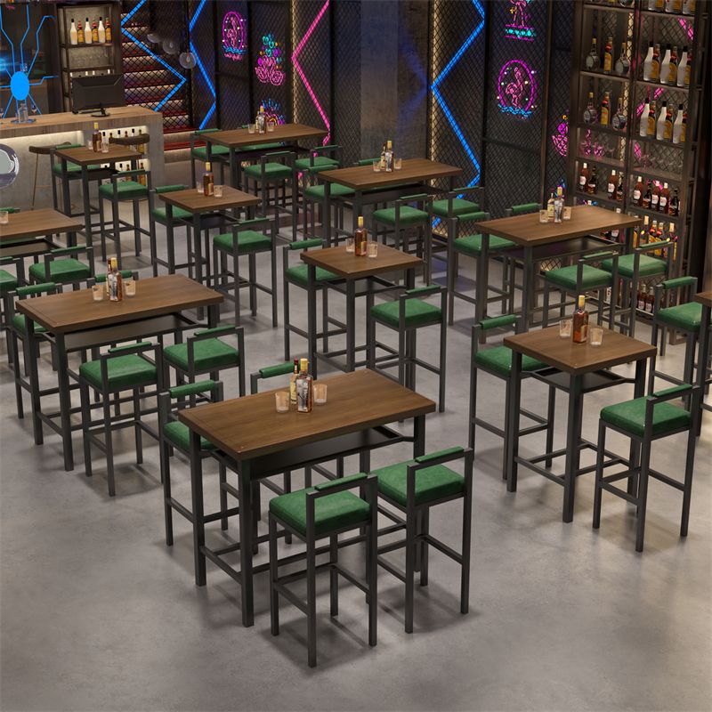 Modern 1/2/5 Pieces Bar Table Set Pine Wood Counter Table with High Stools