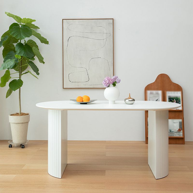 Modern Solid Wood Table for Restaurant Oval Kitchen Table with Double Pedestal
