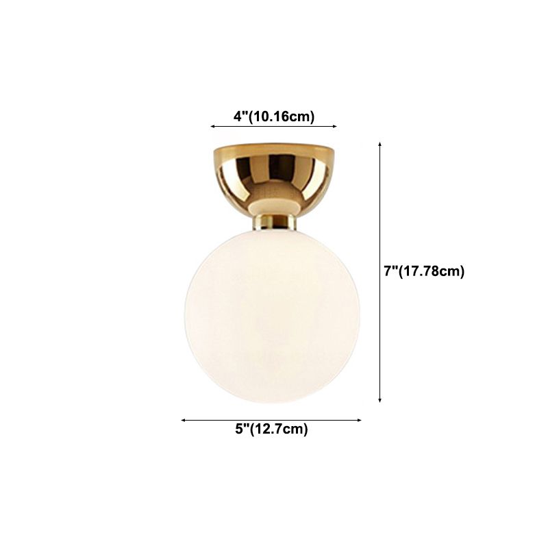Ball Shape Ceiling Lamp Modern Simple Style Iron 1 Light Flush Mount with Glass Lampshade for Aisle