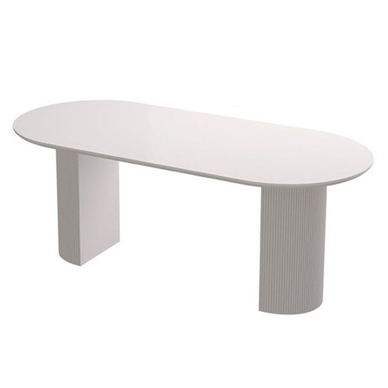 Stone Top Dining Table Contemporary Oval Table with Sled Base