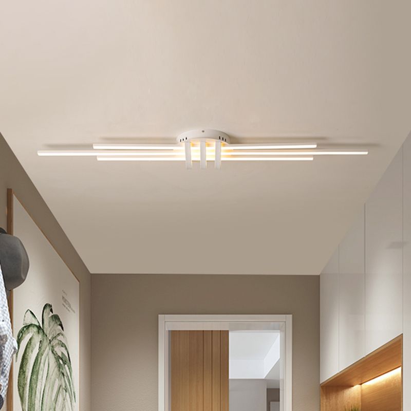 White/Black Slim Linear Flush Light Fixture Simple LED Acrylic Flush Mount Ceiling Lamp over Table