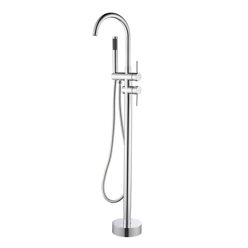 Freestanding Bathtub Faucet Floor Mounted One Lever Handle with Hose