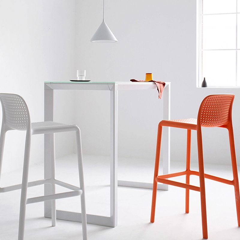 Contemporary PP Bar and Counter Stool Low Back Stool with 4 Legs