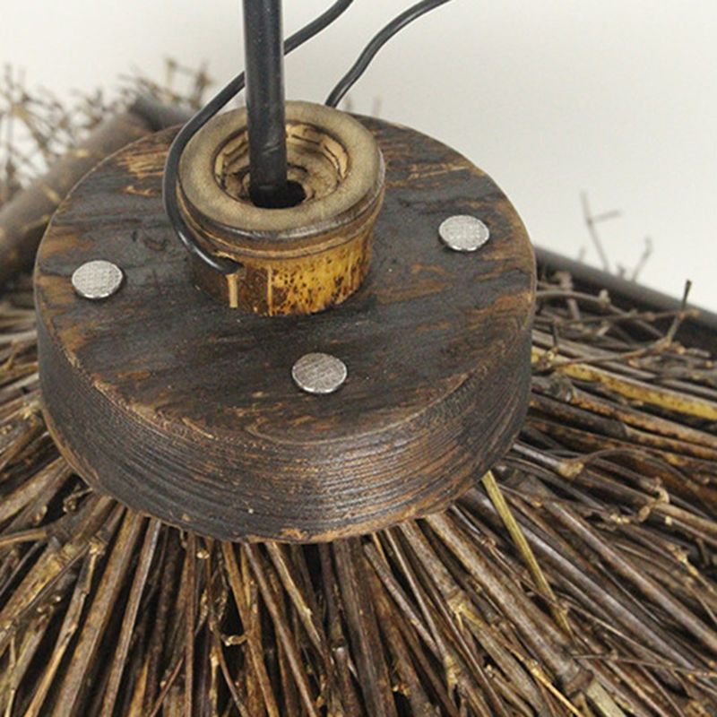 Chinese House Hanging Light Kit Bamboo 1-Light Ceiling Light for Dining Room