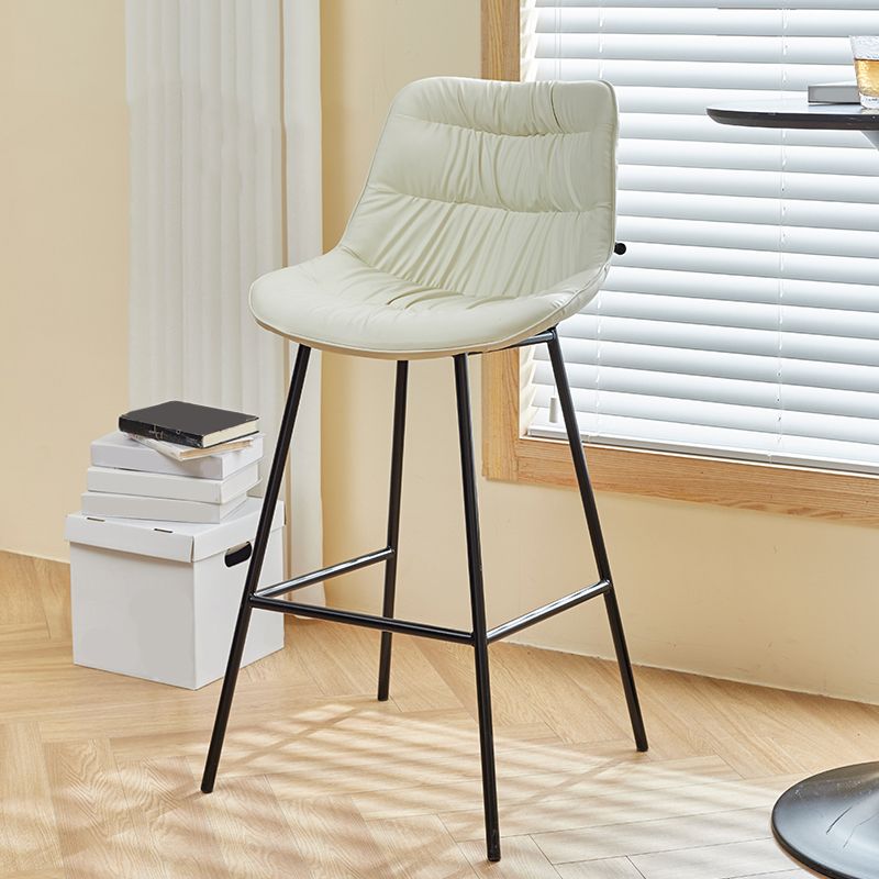 Contemporary PU Upholstery Low Back Bar Stools with Metal Legs