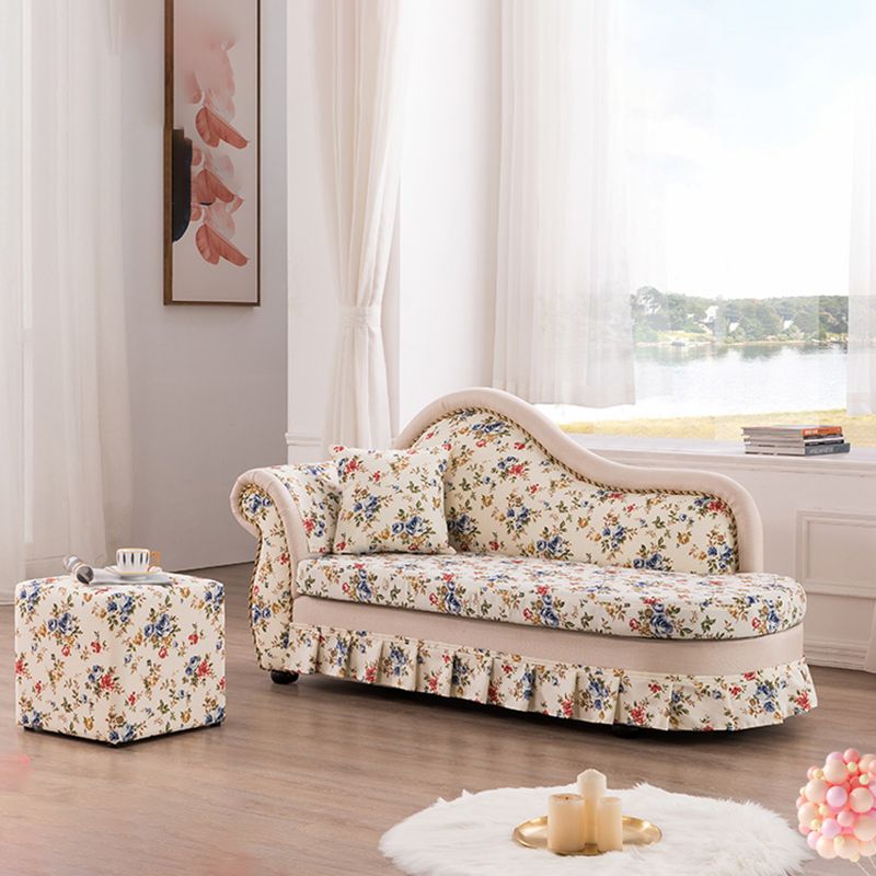 Traditional One Armed Accent Chair Fabric Rolled Arms Chaise