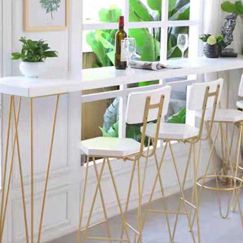 Modern Pub Table Set 1/2/3/5 Pieces Wood Bar Table with Metal Stools