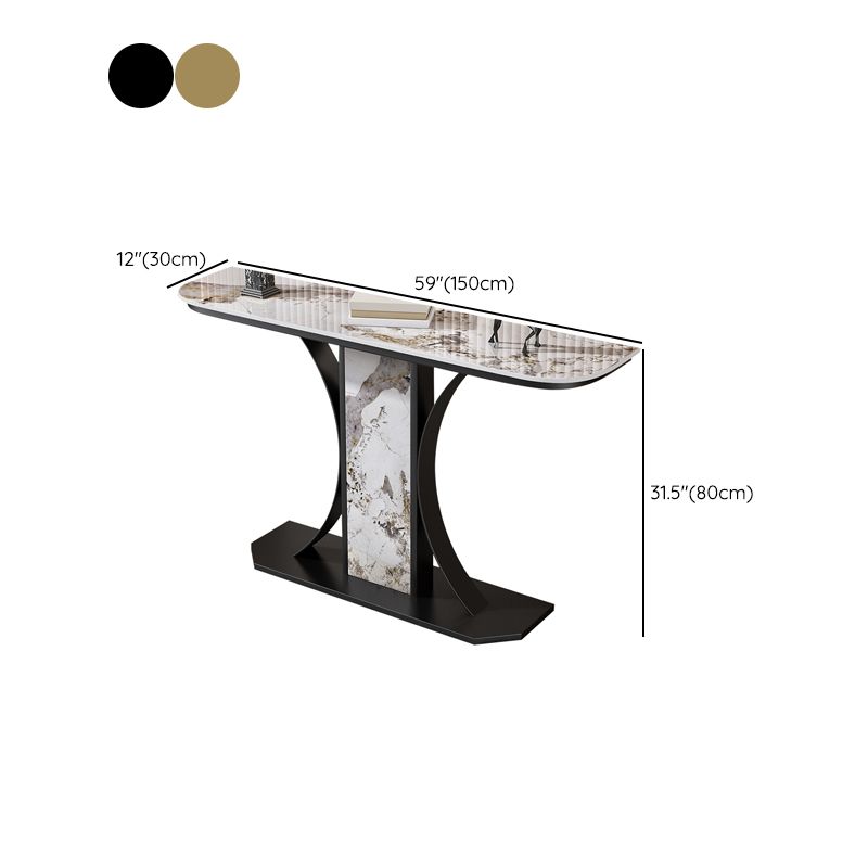 Glam Console Table Half Moon Stone Accent Table for Hall , 12 Inch Wide