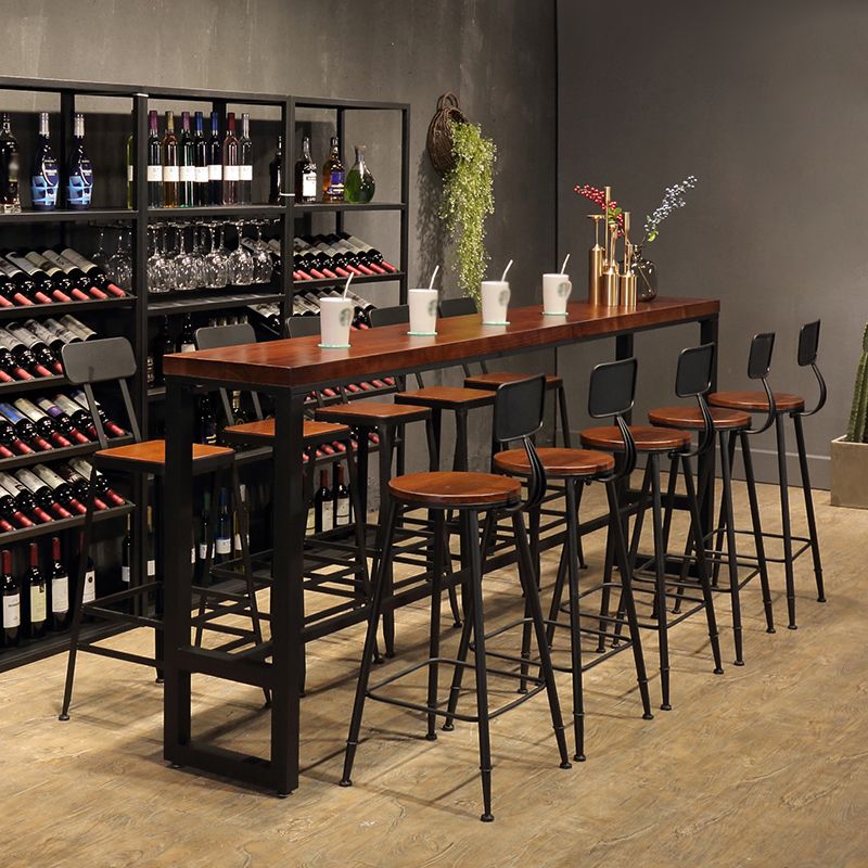 Rectangle Wood Bar Dining Table Modern Bar Table with Trestle Base