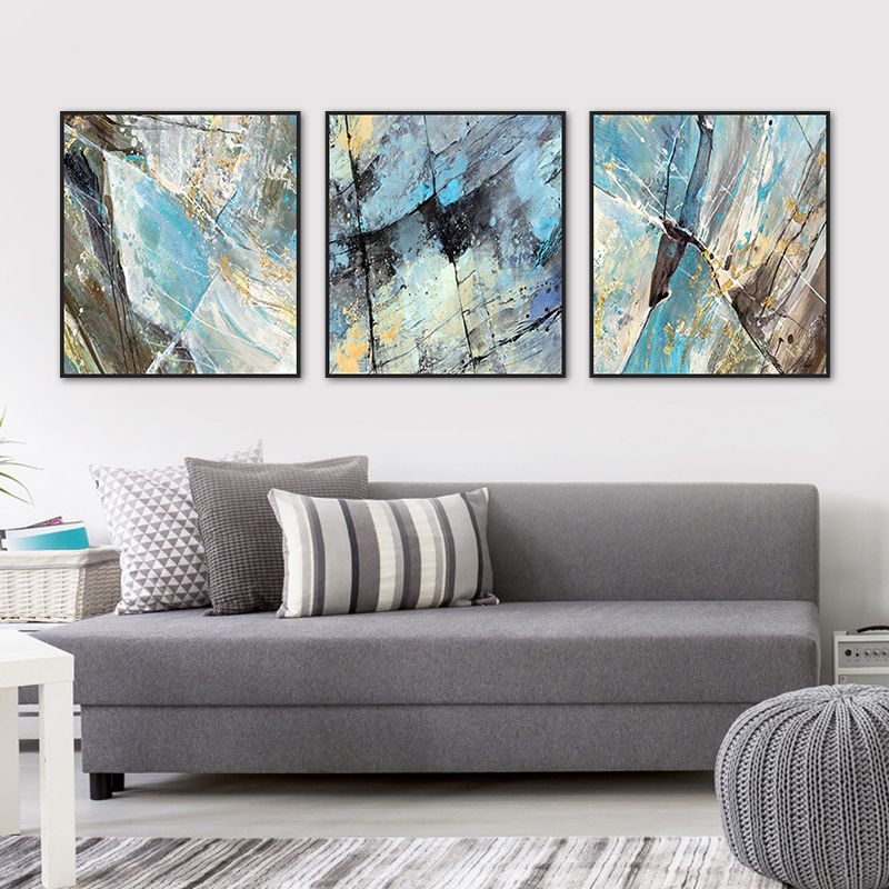 Textured Hand Printed Painting Canvas Modern Art Style Wall Decor for Playroom, Set of Three