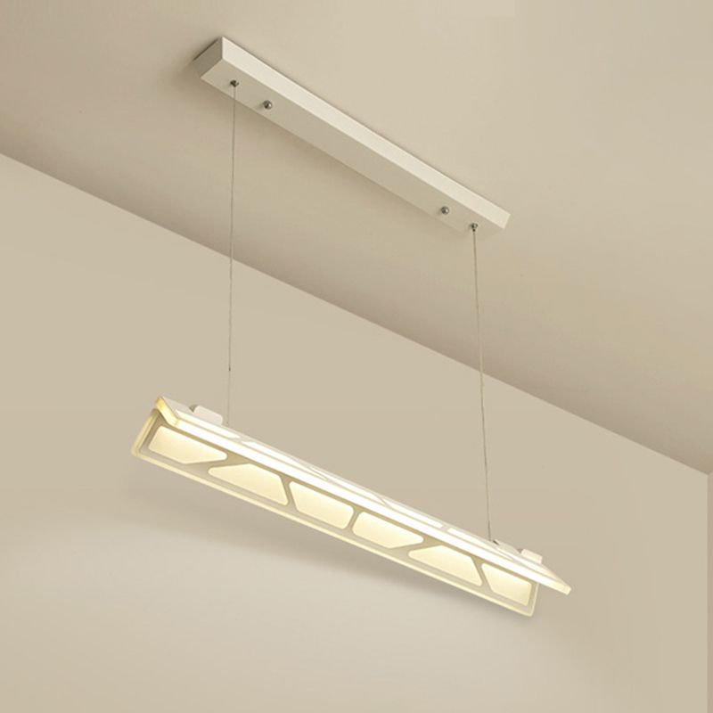 Luz de techo colgante acrílico LED acrílico LED lineal en blanco/marrón, 31.5 "de ancho