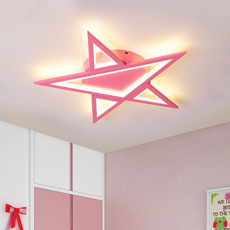Acrylic Star Flush Mount Lighting Modernist Blue/Pink LED Ceiling Flush Mount for Bedroom