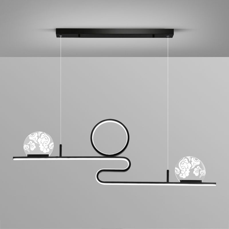 Luces de isla de forma lineal de estilo moderno metal de metal accesorios de iluminación colgante de 4 luces