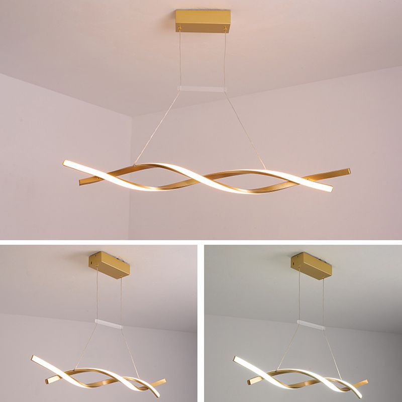 Minimalist LED Island Light Nordic Style Winding Lines Suspension Lighting Fixture for Kitchen Bar