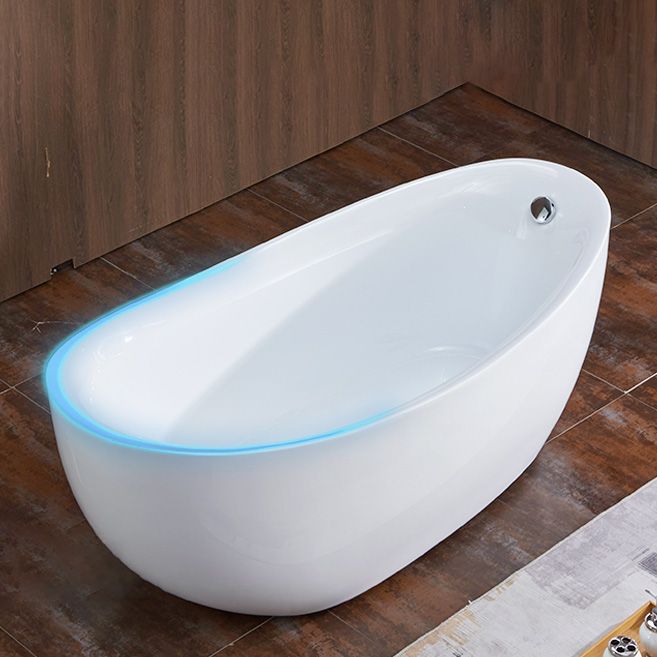 Modern White Bathtub Stand Alone Acrylic Soaking Left Oval Bath