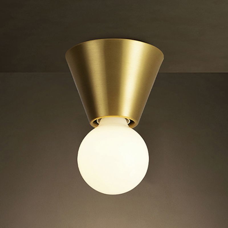Glass Ball Shade Flush Mount in Black / Gold Brass Ceiling Flush
