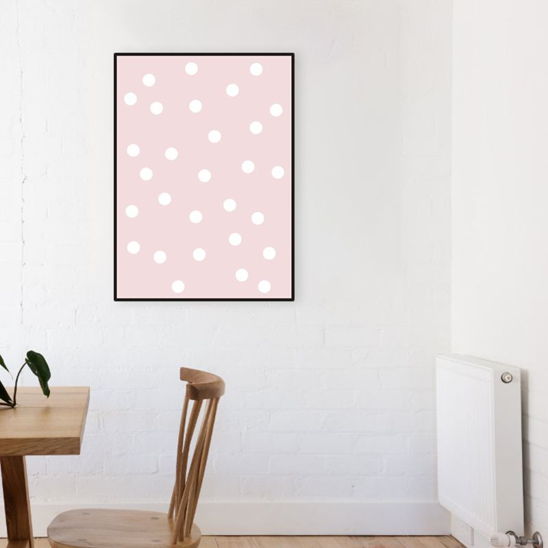 Pink Polka Dot Pattern Canvas Print Textured Kids Style House Interior Wall Art Decor