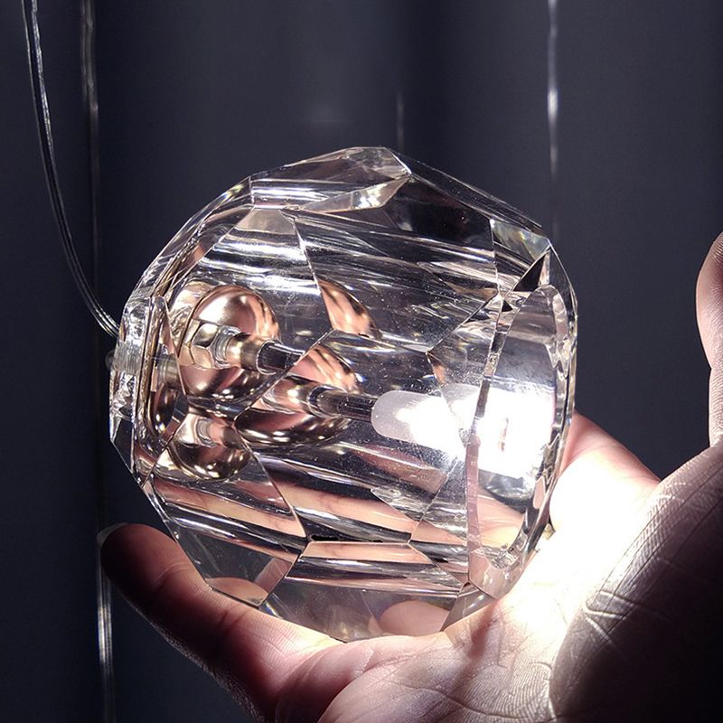 Simplicity Globe Pendant K9 Crystal Dining Room Hanging Ceiling Light in Brass