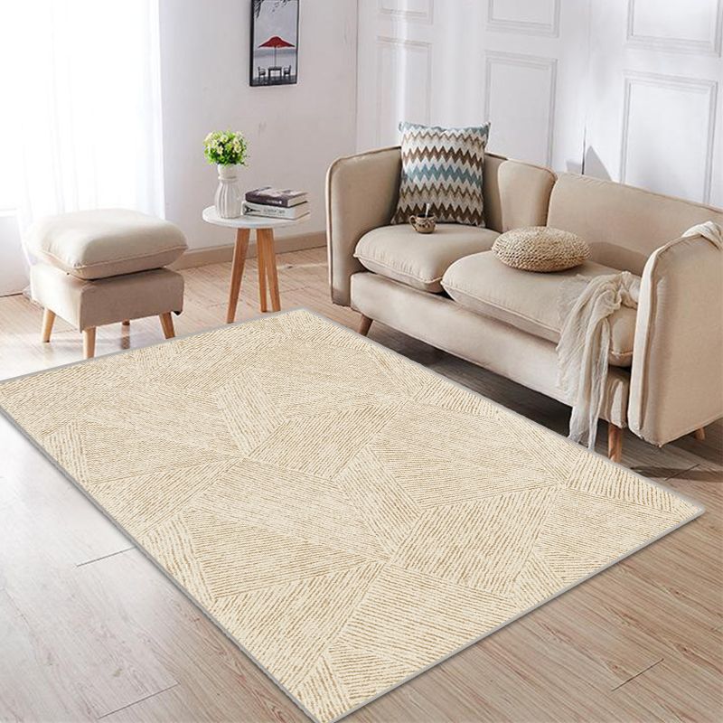 Modern Living Room Area Rug Brown Color Block Area Carpet Polyester Anti-Slip Area Rug