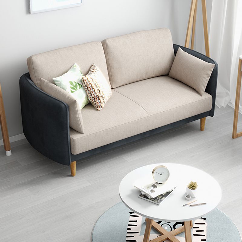 Square Arm Sofa 31.89" H Scandinavian Fabric Sofa with Pillows