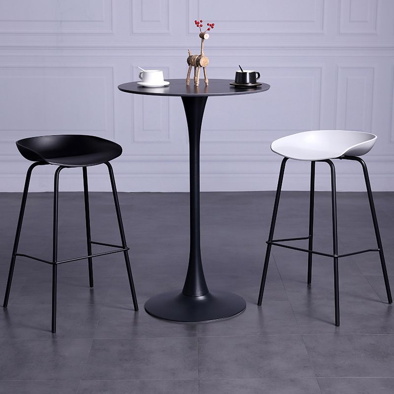 Contemporary Metal Counter Height Stools Low Back Bar Stool with Footrest