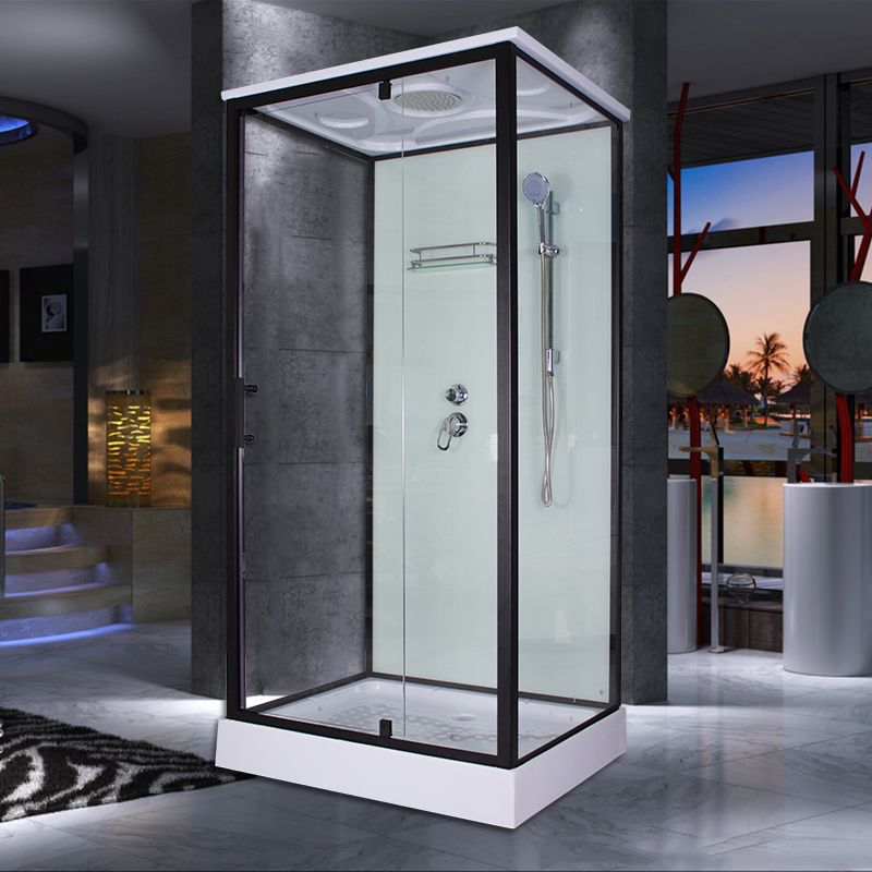 Tempered Glass Shower Stall Home Shower Stall with Towel Bar and Rain Shower