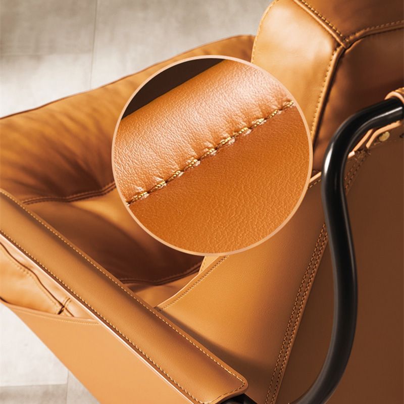 Industrial Genuine Leather Lounge Chair Solid Color Tufted Back Chair