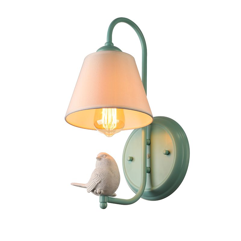 Tapered Shade Wall Light with Pigeon Deco 1 Head Metal Modern Style Sconce Light