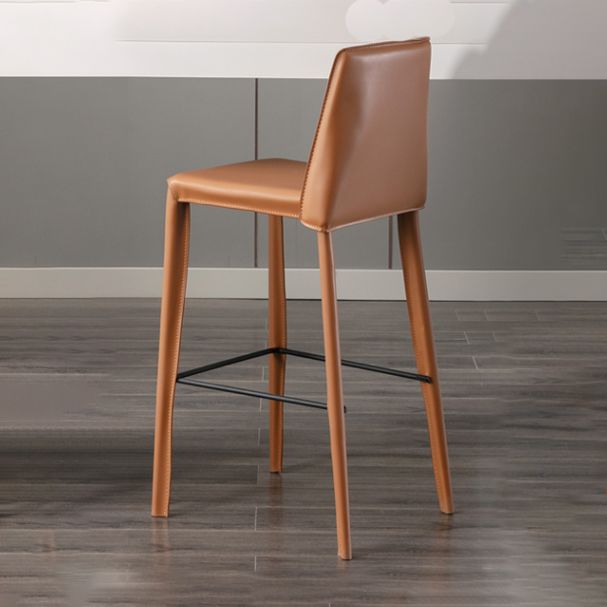 Contemporary Leather Bar Stool Low Back Counter Bar Stool with Metal Legs for Home