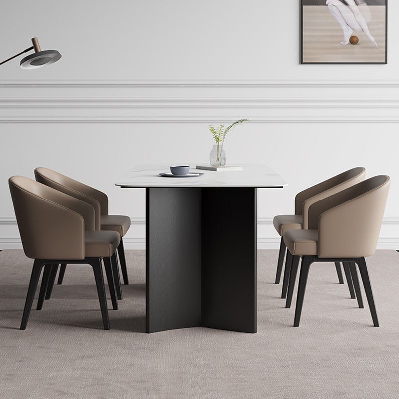 Modern 1/2/5/7 Pieces Furniture Stone Rectangle Dining Chairs Set in White