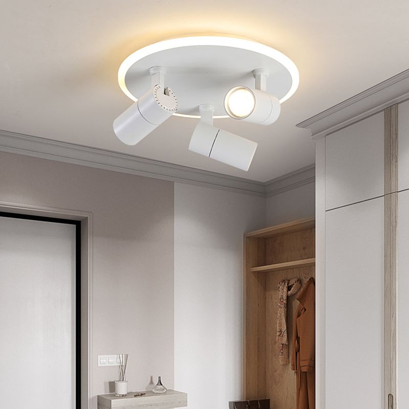 Modern 3-Light LED Flush Mount Lighting Track Light White Spotlight Round Light for Bedroom or Balcony