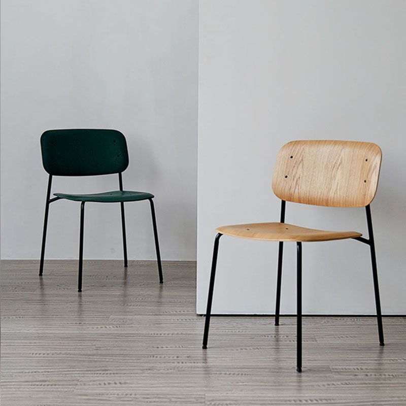 Chaise de salle à manger industrielle en métal, sans accoudoirs, à dossier ouvert, pour usage domestique